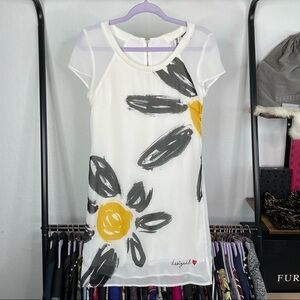 𝅺desigual White Cap Sleeve Back Zip Dress